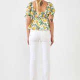 Lemon Print Puff Sleeve Top- Sold Out