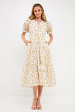 Load image into Gallery viewer, Floral Puff Midi Dress
