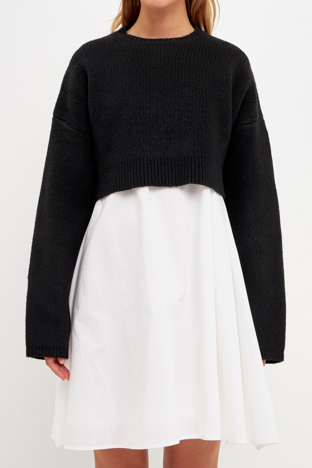 Sweater with Poplin Mini Dress Sweater with Poplin Mini Dress