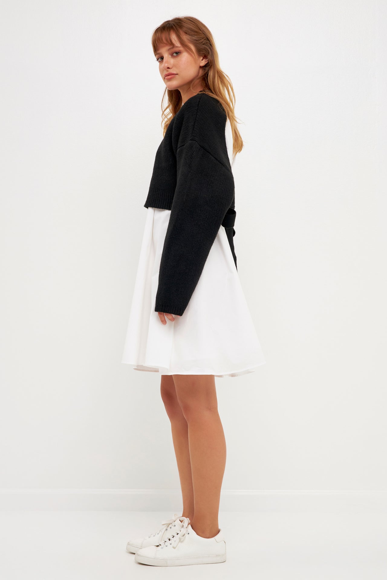 Sweater with Poplin Mini Dress Sweater with Poplin Mini Dress