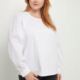 ENGLISH FACTORY - Mixed Media Puff Long Sleeve Top - TOPS available at Objectrare