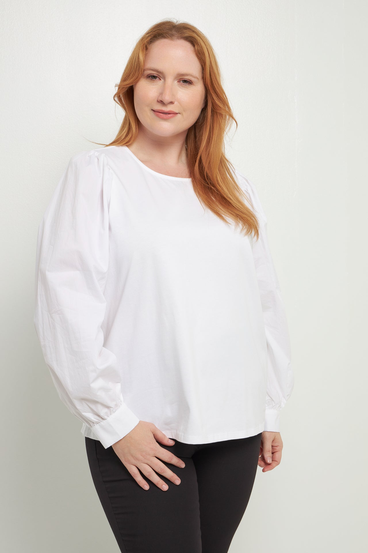 ENGLISH FACTORY - Mixed Media Puff Long Sleeve Top - TOPS available at Objectrare