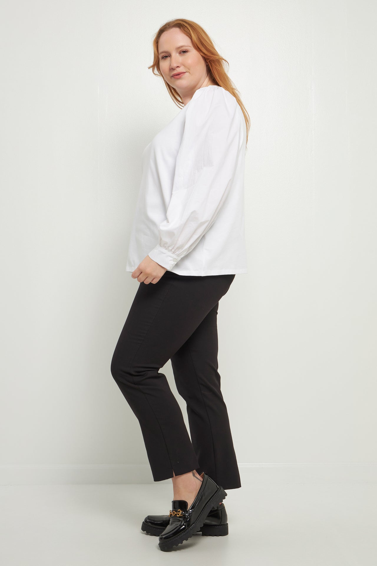 ENGLISH FACTORY - Mixed Media Puff Long Sleeve Top - TOPS available at Objectrare