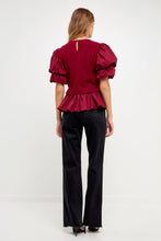 Load image into Gallery viewer, Puff Sleeve Mixed Media Top
