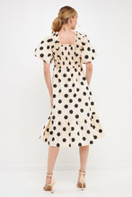 Load image into Gallery viewer, Ruffled Smocked Dot Midi Dress
