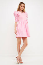 Load image into Gallery viewer, Pleated Puff Sleeve Mini Dress
