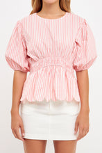 Load image into Gallery viewer, Striped Puff Sleeve Top
