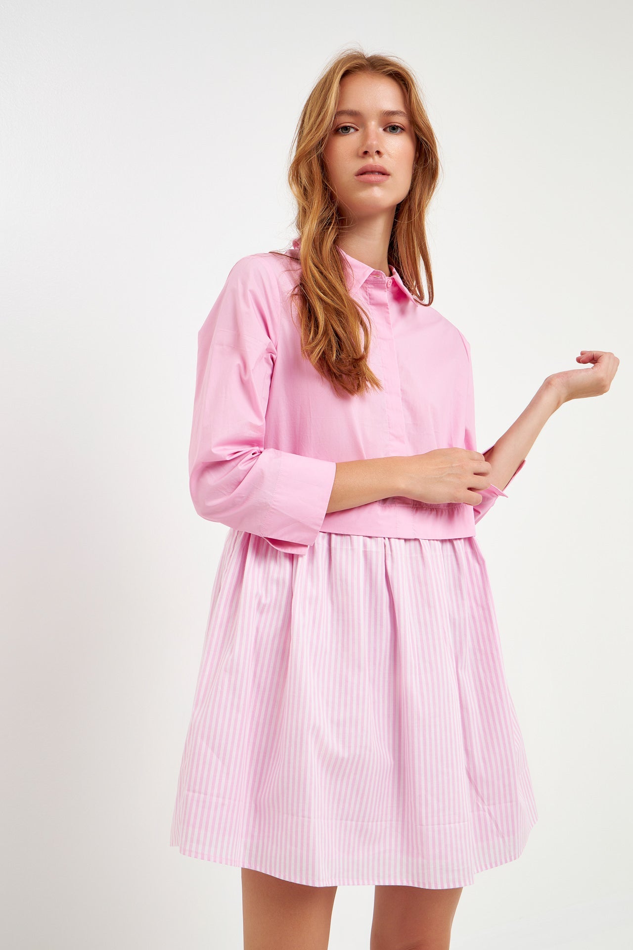 ENGLISH FACTORY-Stripe Contrast Shirt Mini Dress-DRESSES available at Objectrare