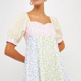 Multi Floral Print Mini Dress