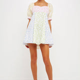 Multi Floral Print Mini Dress