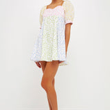 Multi Floral Print Mini Dress