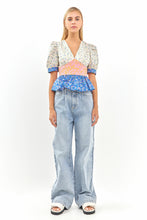 Load image into Gallery viewer, Mixed Print Peplum Top
