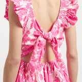 Back Bow Floral Midi Dress