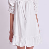 Shirred Puff Sleeve Mini Dress