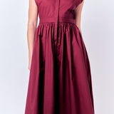ENGLISH FACTORY-Pleated Shoulder Midi Dress-DRESSES available at Objectrare