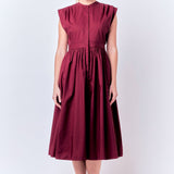 ENGLISH FACTORY-Pleated Shoulder Midi Dress-DRESSES available at Objectrare