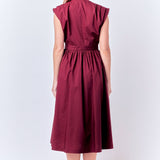 ENGLISH FACTORY-Pleated Shoulder Midi Dress-DRESSES available at Objectrare