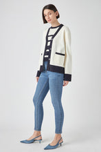 Load image into Gallery viewer, ENGLISH FACTORY-Contrast V-neck Cardigan-JACKETS available at Objectrare
