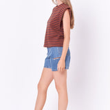 ENGLISH FACTORY-Stripe Sleeveless T-shirt-T-SHIRTS available at Objectrare