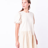 ENGLISH FACTORY - Knit Woven Mixed Dress Plus - DRESSES available at Objectrare