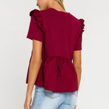 ENGLISH FACTORY - Knit Poplin Mixed Ruffle Top - TOPS available at Objectrare