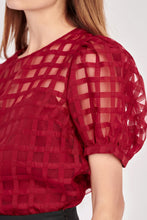 Load image into Gallery viewer, ENGLISH FACTORY-Plaid Sheer Puff Sleeve Top-TOPS available at Objectrare
