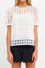 Load image into Gallery viewer, ENGLISH FACTORY-Plaid Sheer Puff Sleeve Top-TOPS available at Objectrare
