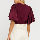 ENGLISH FACTORY - Chiffon Ruffle Sleeve T-shirt - T-SHIRTS available at Objectrare