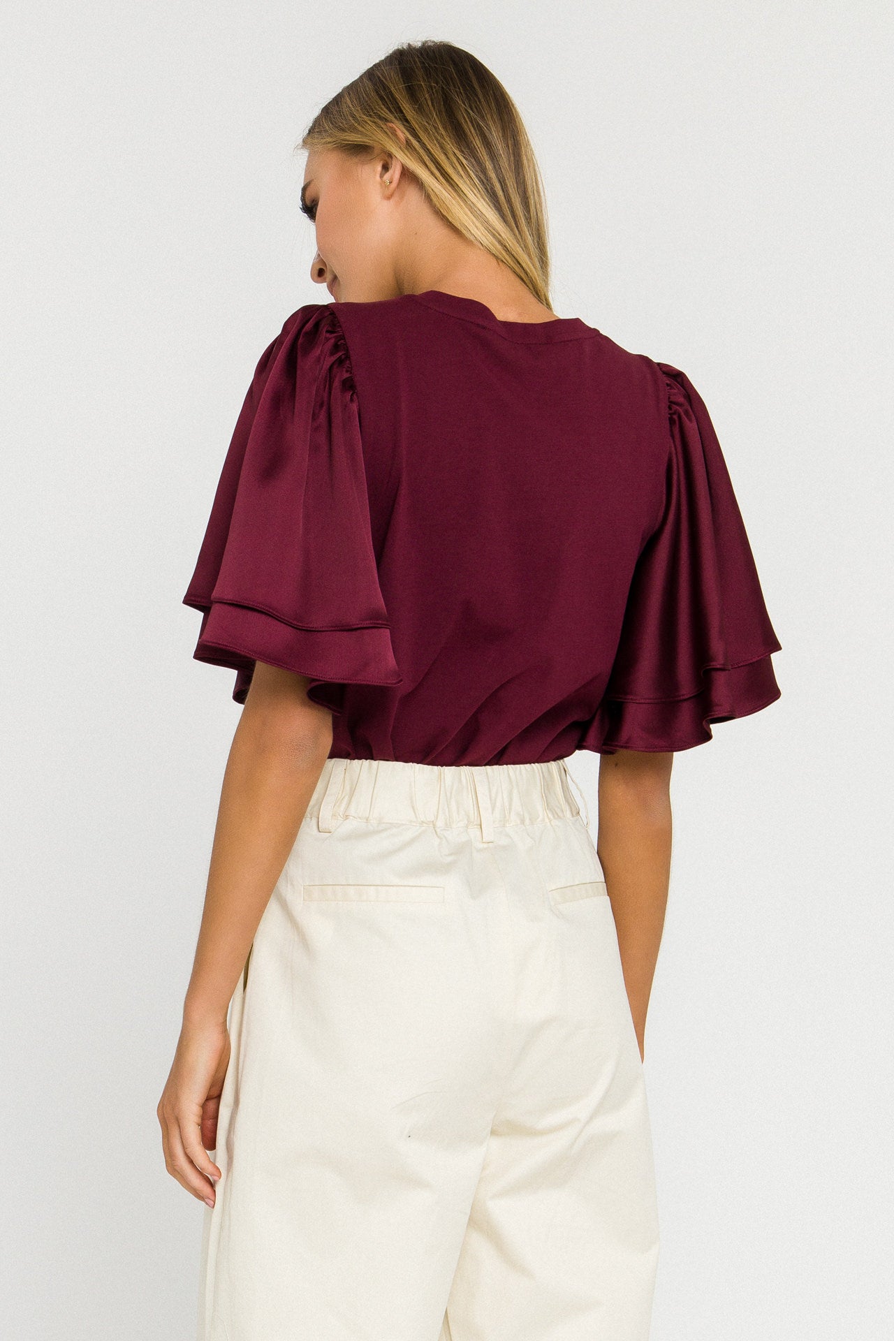 ENGLISH FACTORY - Chiffon Ruffle Sleeve T-shirt - T-SHIRTS available at Objectrare