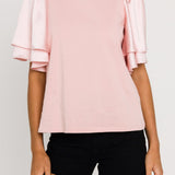 ENGLISH FACTORY - Chiffon Ruffle Sleeve T-shirt - T-SHIRTS available at Objectrare