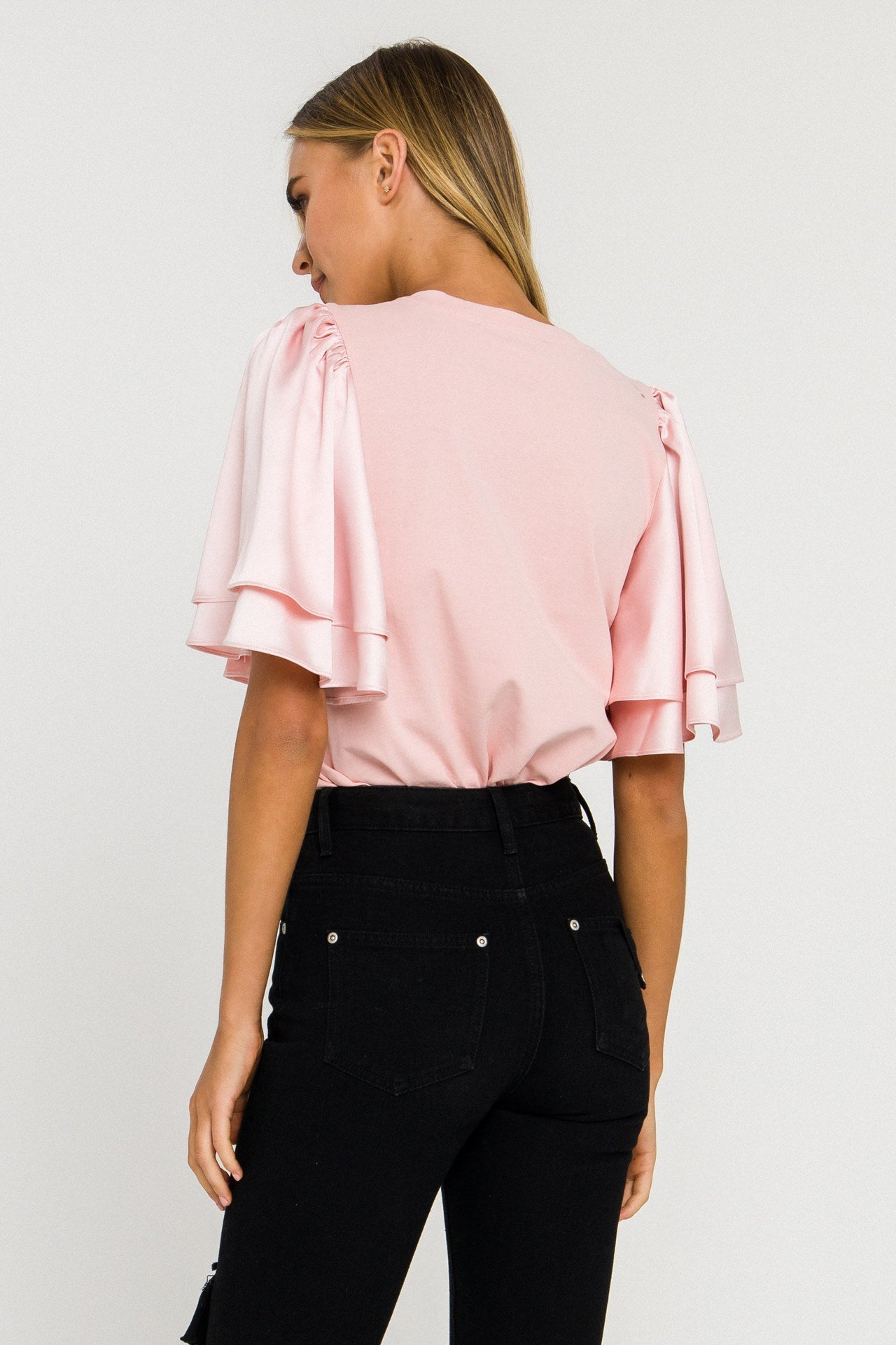 ENGLISH FACTORY - Chiffon Ruffle Sleeve T-shirt - T-SHIRTS available at Objectrare