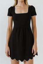 Load image into Gallery viewer, Scallop Contrast Detail Knit Dress

