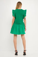 Load image into Gallery viewer, Mixed Media Ruffle Detail Mini Dress
