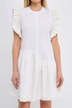 Load image into Gallery viewer, Mixed Media Ruffle Detail Mini Dress
