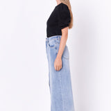 ENGLISH FACTORY-High Waist Long Denim Skirt-SKIRTS available at Objectrare