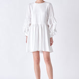 ENGLISH FACTORY-Cinched Puff Sleeve Belted Dress-DRESSES available at Objectrare