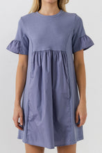 Load image into Gallery viewer, Mixed Media Short-Sleeve Mini Dress
