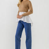 Mixed Media Peplum Top- Sold Out