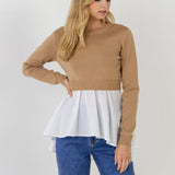 Mixed Media Peplum Top- Sold Out