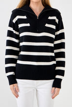 Load image into Gallery viewer, Striped Knit Zip Pullover
