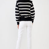 ENGLISH FACTORY-Striped Knit Zip Pullover-SWEATERS & KNITS available at Objectrare