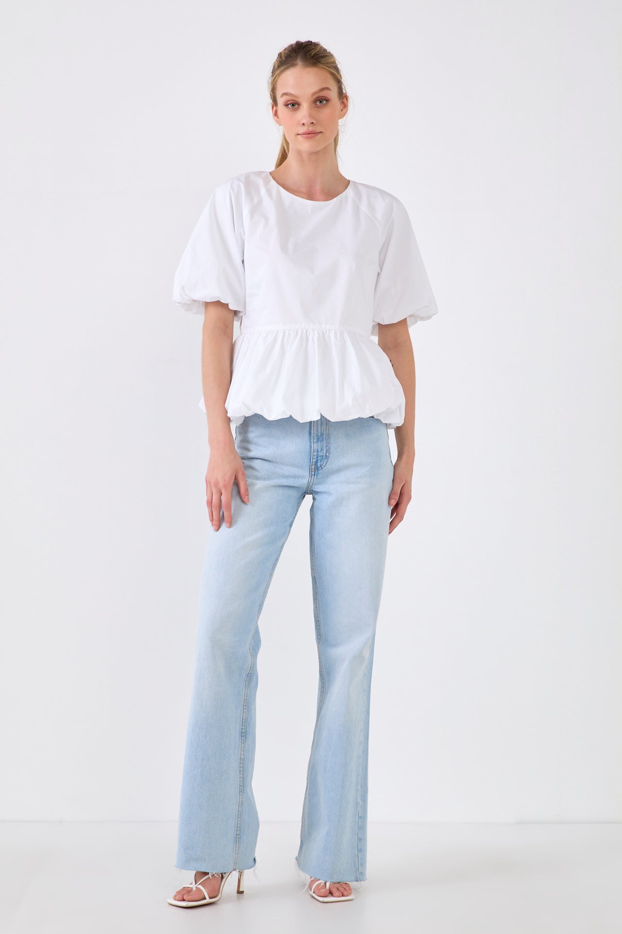トップス BALLOON HALF-SLEEVE BLOUSE 300IS230-1971 BALLOON HALF-SLEEVE BLOUSE｜38｜O/WHT｜SHIRTS AND BLOUSES