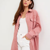 FREE THE ROSES-Faux Suede Oversized Shirts-SHIRTS & BLOUSES available at Objectrare