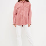 FREE THE ROSES-Faux Suede Oversized Shirts-SHIRTS & BLOUSES available at Objectrare