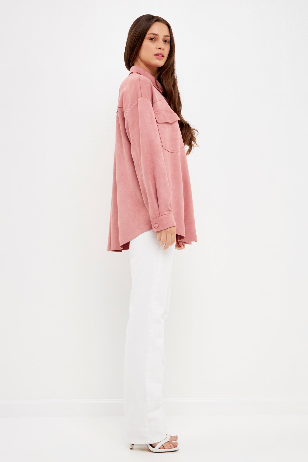 FREE THE ROSES-Faux Suede Oversized Shirts-SHIRTS & BLOUSES available at Objectrare
