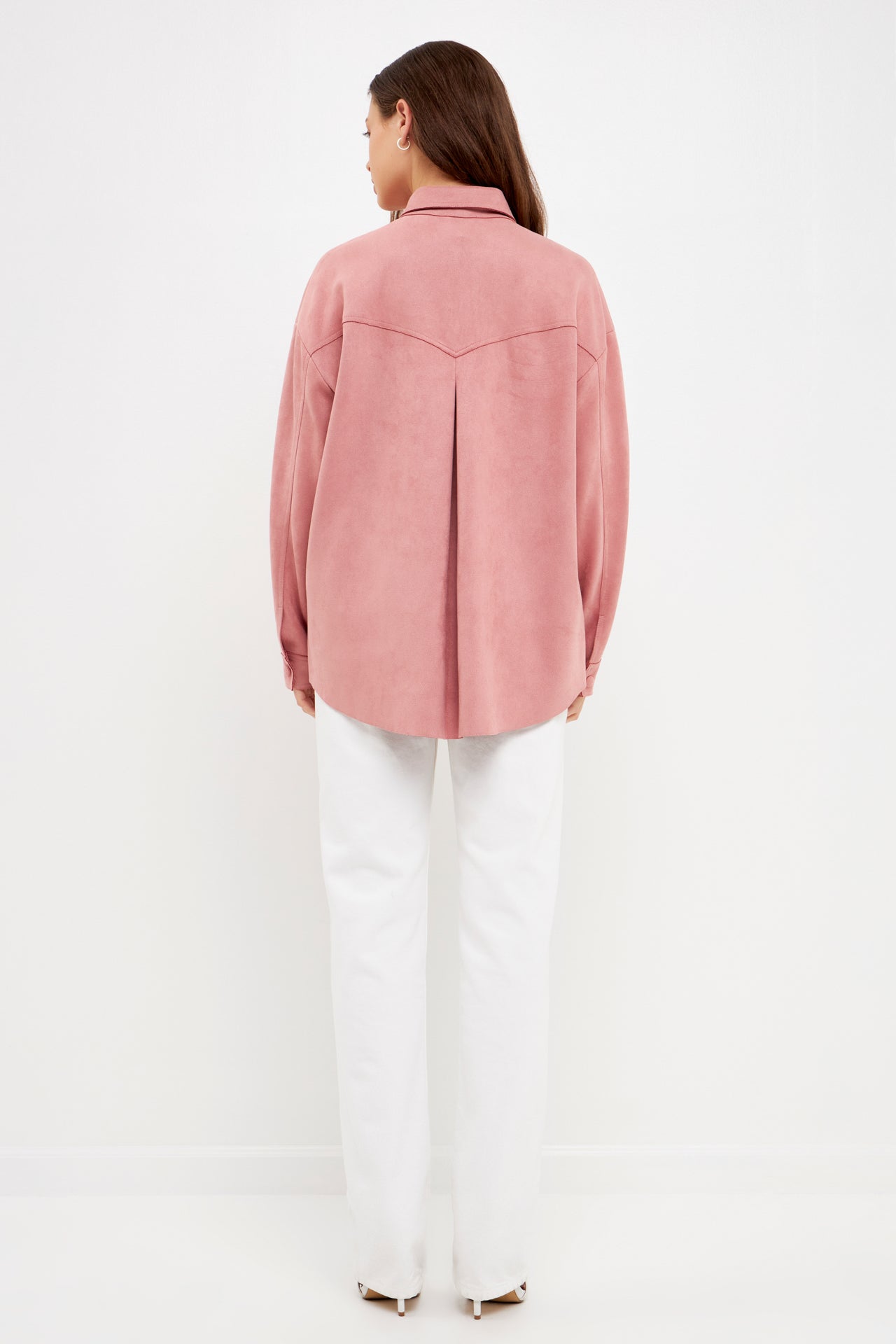 FREE THE ROSES-Faux Suede Oversized Shirts-SHIRTS & BLOUSES available at Objectrare