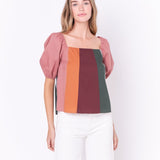ENGLISH FACTORY - Color Block Top with 3/4 Sleeves - TOPS available at Objectrare