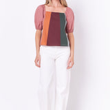 ENGLISH FACTORY - Color Block Top with 3/4 Sleeves - TOPS available at Objectrare