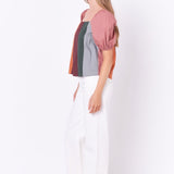 ENGLISH FACTORY - Color Block Top with 3/4 Sleeves - TOPS available at Objectrare
