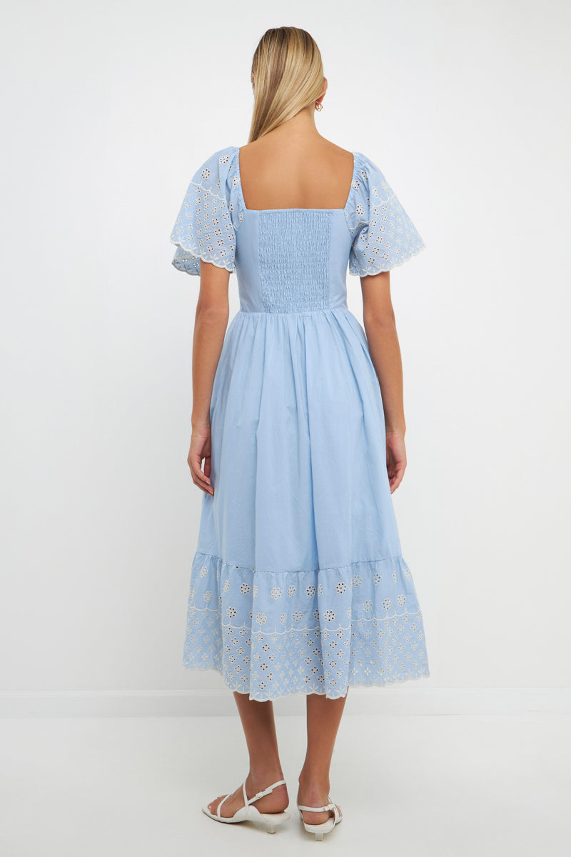 Embroidered Midi with Scalloped Hem – English Factory